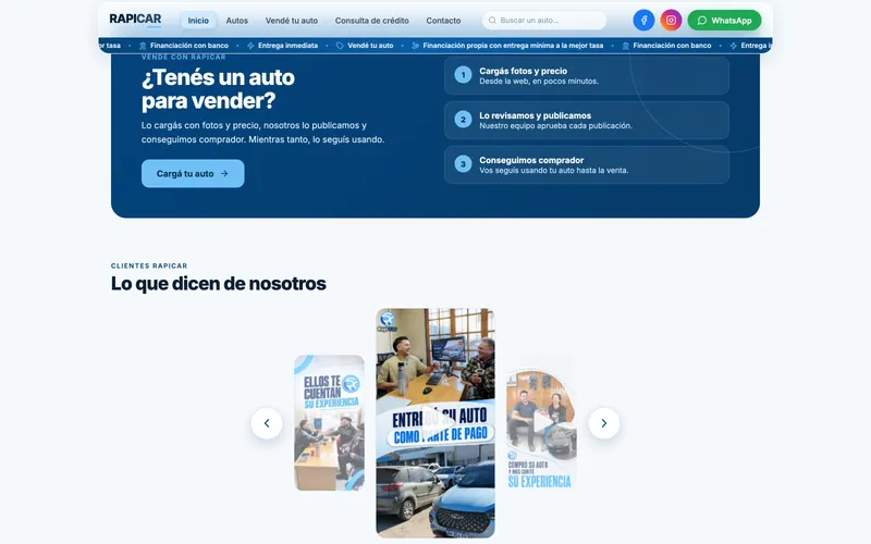 Sección Vendé tu auto de RapiCar